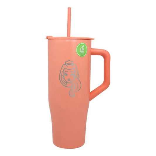 Mug Térmico 1160ml Latte Acero Inoxidable Princesas Disney Rosa Latte Straw Mug Bella