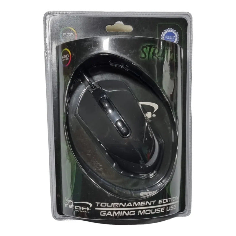 Mouse Gamer Njoytech Stratos Rgb 4800dpi 8 Botones Negros Programable Usb Negro